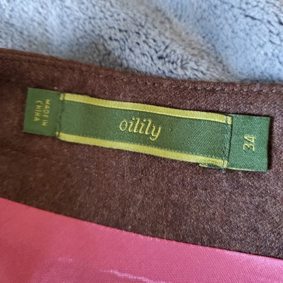 Oilily Brown Wool Floral Embroidered Skirt Small/4 - Picture 7 of 11